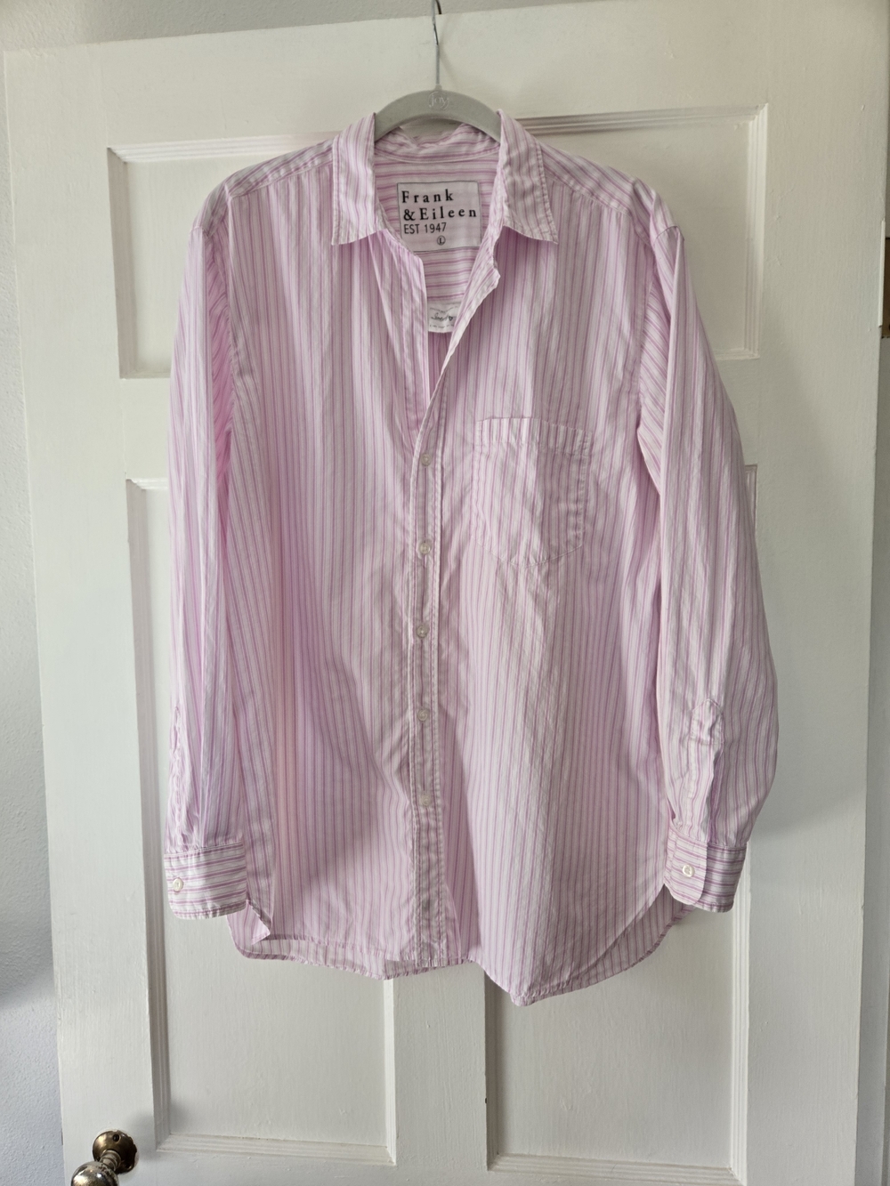 Frank & Eileen Pink and White Striped Button-Down Shirt